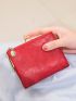 Vintage Style Small Wallet, Snap Button Artificial Leather Wallet With Card Slots & Zipper Pocket