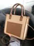Litchi Embossed Two Tone Square Bag