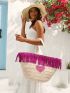 Heart Pattern Fringe Decor Straw Bag