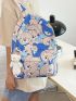 Men Cartoon Bear Print Casual Daypack With Bag Charm