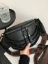 Crocodile Embossed Chain Decor Waist Bag Chain Waist Bag, Women's Vintage Fanny Pack With Adjustable Strap