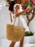 VCAY Scallop Trim Straw Bag