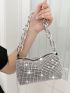 Mini Rhinestone Decor Chain Bucket Bag