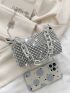 Mini Rhinestone Decor Chain Bucket Bag