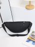 Women Nylon 3 Pockets Waterproof Waist Packs Fashion Wear Resistant Black Fanny Pack Messenger Bag