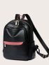 Two Tone Litchi Embossed Functional Backpack