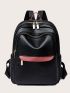 Two Tone Litchi Embossed Functional Backpack