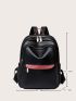 Two Tone Litchi Embossed Functional Backpack