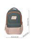 Men Color Block Letter Patch Decor Functional Backpack