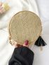 Mini Tassel Decor Straw Bag