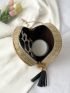 Mini Tassel Decor Straw Bag