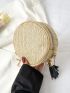 Mini Tassel Decor Straw Bag