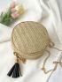 Mini Tassel Decor Straw Bag