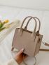 Mini Snakeskin Embossed Double Handle Square Bag