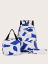 3pcs Geometric Pattern Functional Backpack Set