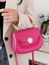 Neon-pink Metal Lock Flap Saddle Bag