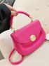 Neon-pink Metal Lock Flap Saddle Bag