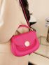 Neon-pink Metal Lock Flap Saddle Bag