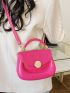 Neon-pink Metal Lock Flap Saddle Bag