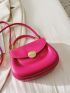 Neon-pink Metal Lock Flap Saddle Bag