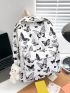 Butterfly Print Functional Backpack With Cartoon Charm