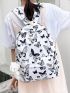 Butterfly Print Functional Backpack With Cartoon Charm