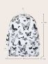 Butterfly Print Functional Backpack With Cartoon Charm