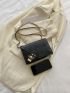 Mini Geometric Embossed Metal Lock Flap Chain Square Bag