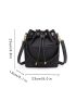 Litchi Embossed Bucket Bag With Square Bag