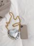 Mini Metallic Crocodile Embossed Heart Design Novelty Bag