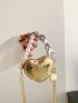 Mini Metallic Faux Pearl Decor Heart Design Novelty Bag