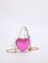 Mini Metallic Faux Pearl Decor Heart Design Novelty Bag