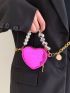 Mini Metallic Faux Pearl Decor Heart Design Novelty Bag