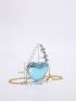 Mini Metallic Faux Pearl Decor Heart Design Novelty Bag