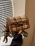 Mini Plaid Pattern Flap Square Bag