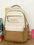 Two Tone Letter Graphic Functional Backpack