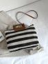 Striped Pattern Straw Bag, Clear Bag