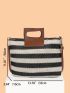 Striped Pattern Straw Bag, Clear Bag