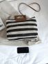 Striped Pattern Straw Bag, Clear Bag