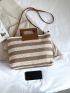 Striped Pattern Straw Bag