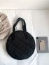 Quilted Circle Bag Black Double Handle