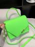 Neon Green Metal Decor Flap Square Bag