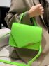 Neon Green Metal Decor Flap Square Bag