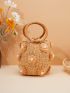 Mini Pearl Decor Straw Bag