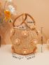 Mini Pearl Decor Straw Bag