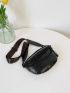 Crocodile Embossed Chain Decor Waist Bag Chain Waist Bag, Women's Vintage Fanny Pack With Adjustable Strap