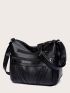 Litchi Embossed Braided Detail Hobo Bag