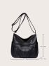 Litchi Embossed Braided Detail Hobo Bag