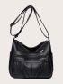 Litchi Embossed Braided Detail Hobo Bag