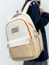 Letter Patch Decor Functional Backpack